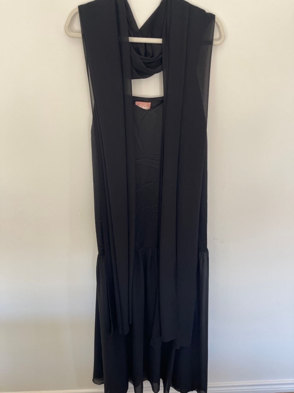 Show Me Your Mumu Dalia Maxi Dress size Large L Black with neck scarf nwot - Picture 6 of 7